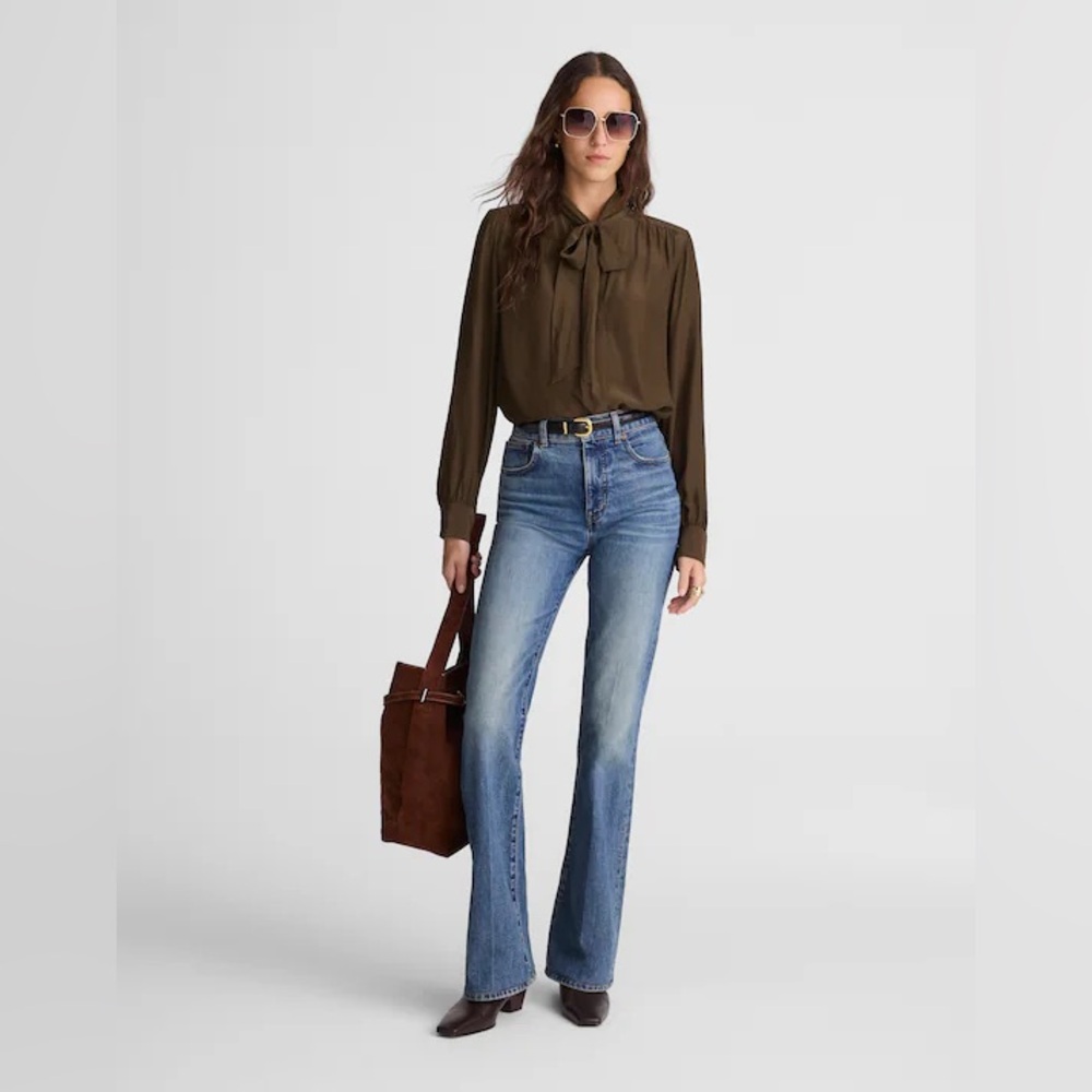 🆕 Madewell Tie-Neck Long-Sleeve Top - Picture 2 of 5